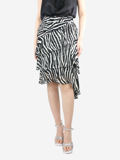 Black zebra printed asymmetric midi skirt - size UK 10 Skirts Isabel Marant Etoile 