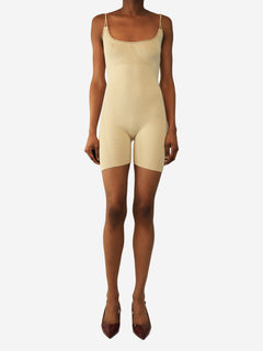 Beige ribbed knit playsuit - size UK 8 Dresses Jacquemus 