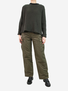 Celine Olive green nylon cargo trousers - size UK 8