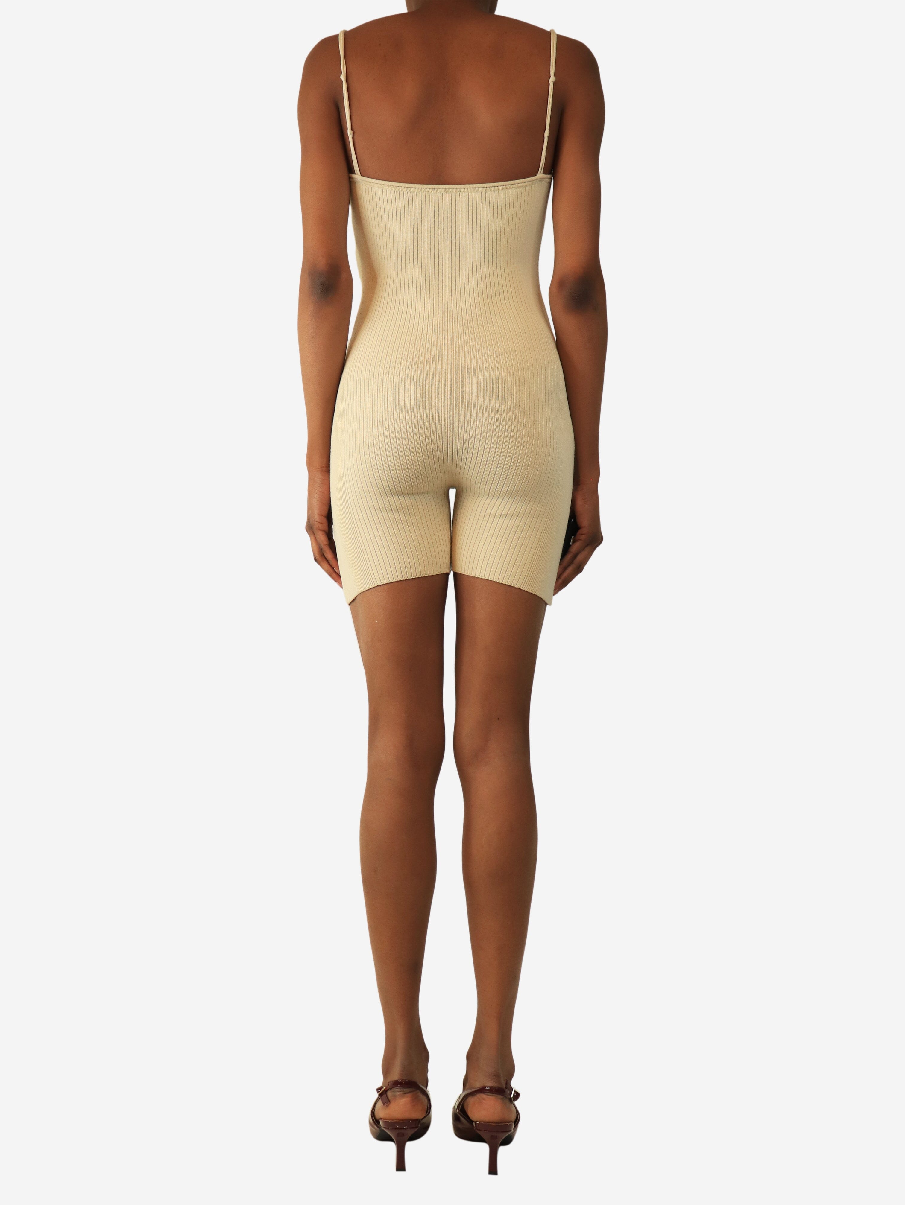 Beige ribbed knit playsuit - size UK 8 Dresses Jacquemus 