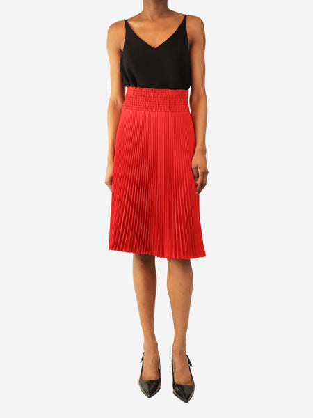 Red pleated midi skirt - size UK 8 alternate image