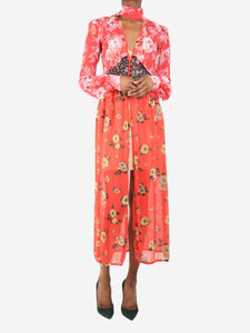 The Attico Red Beatriz floral midi dress - size XS
