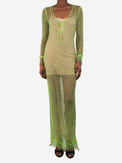 self-portrait Green diamante-net maxi dress - size UK 8 Dresses self-portrait 