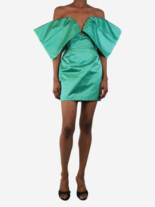Sau Lee Sau Lee Green satin mini dress - size UK 6