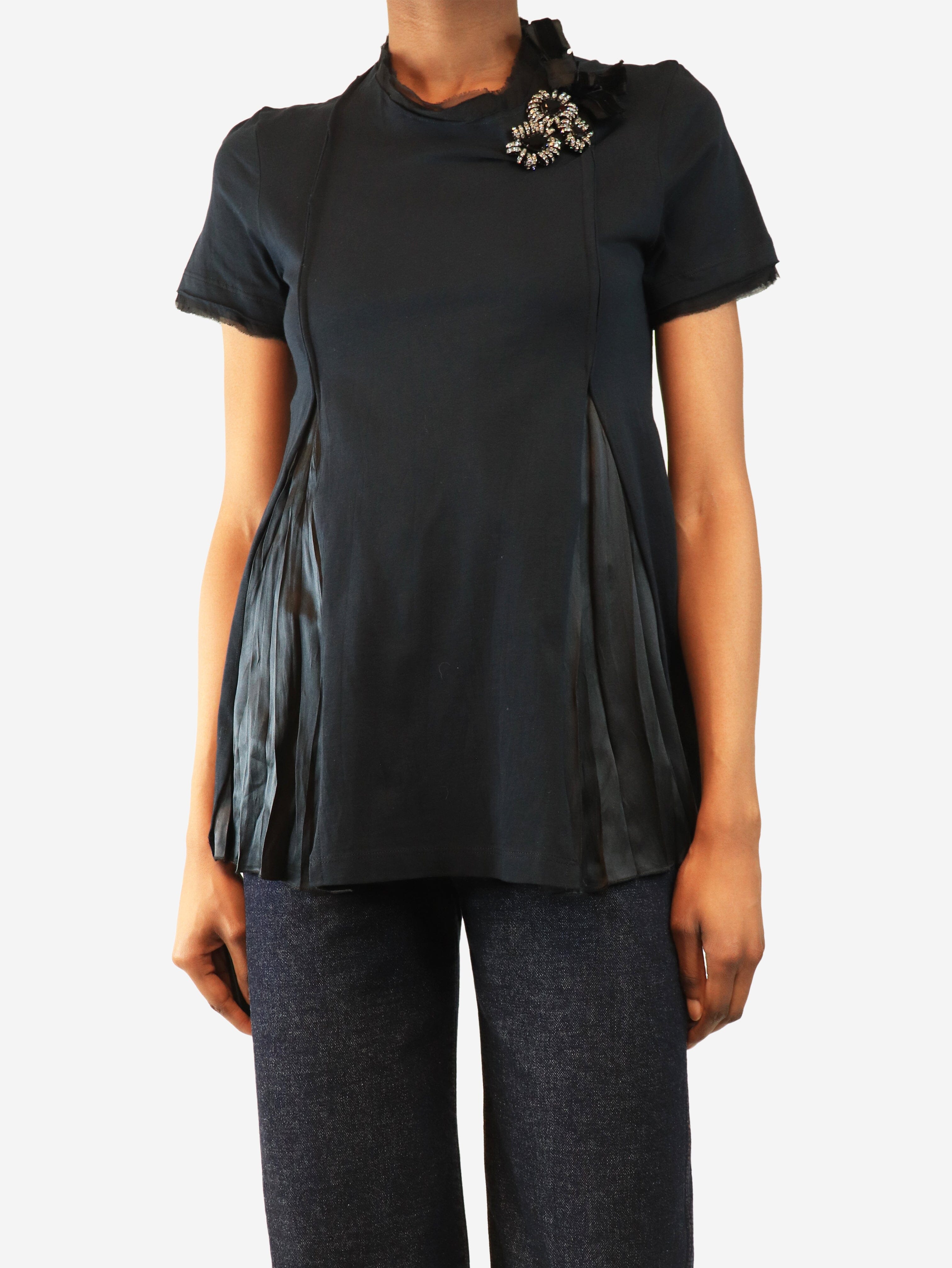 Deep navy embellished blouse - size S Tops Prada 