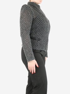 Iro Dark grey wool-blend perforated jacket - size UK 12