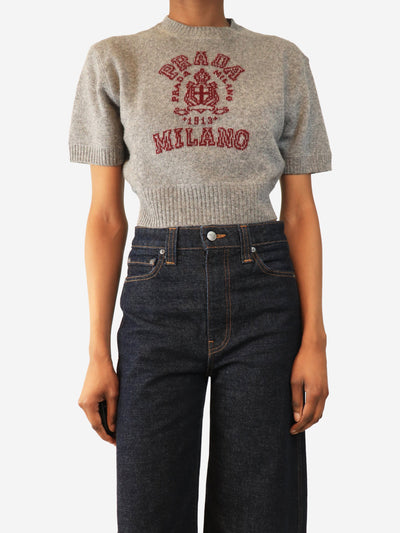 Grey short-sleeved sweater - size UK 8 Knitwear Prada 