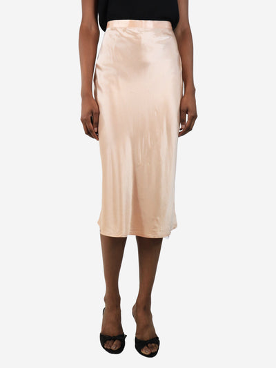 Rouje Paris Peach satin midi skirt - size UK 8 Skirts Rouje Paris 