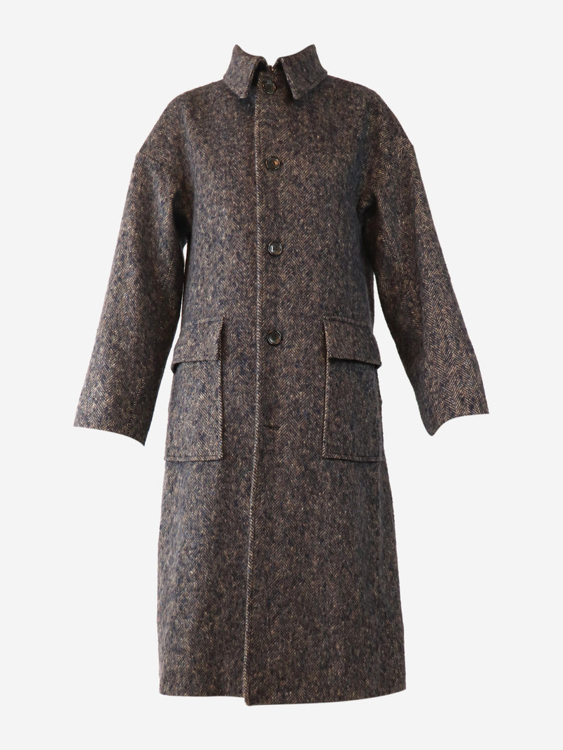 Navy Herringbone coat - size UK 4 Coats & Jackets Connolly 