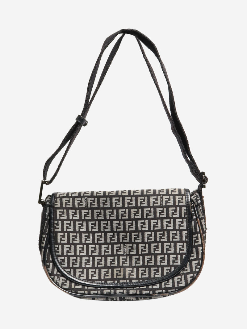 Black and grey Zucchino canvas shoulder bag Fendi 