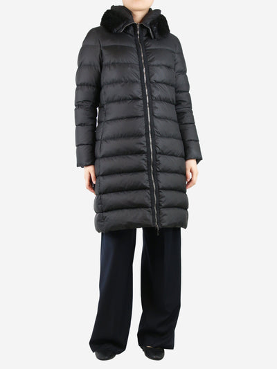 Black hooded long puffer coat - size UK 14 Coats & Jackets Moncler 