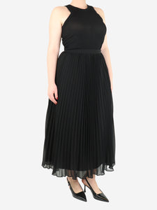 self-portrait Black pleated midi skirt - size UK 12