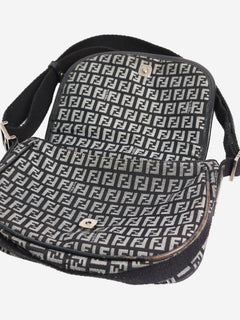Black and grey Zucchino canvas shoulder bag Fendi 