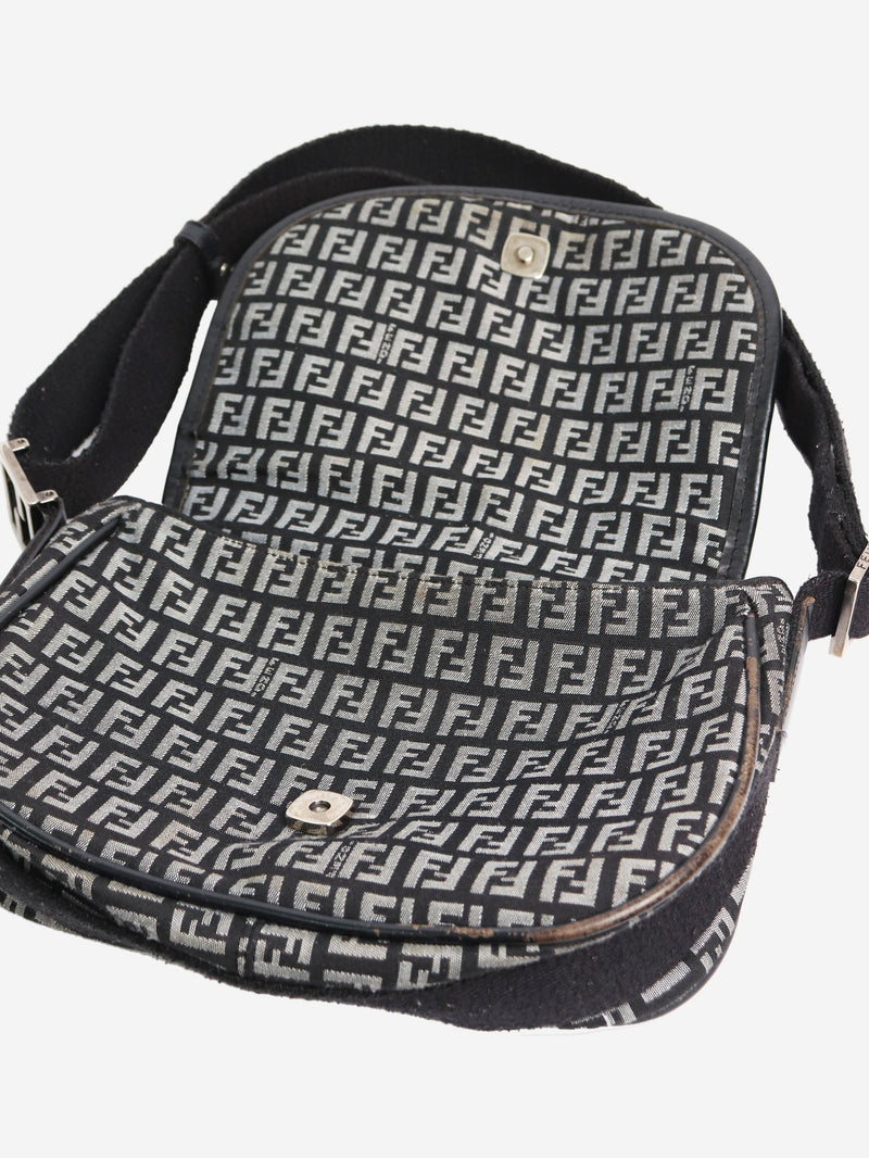 Black and grey Zucchino canvas shoulder bag Fendi 