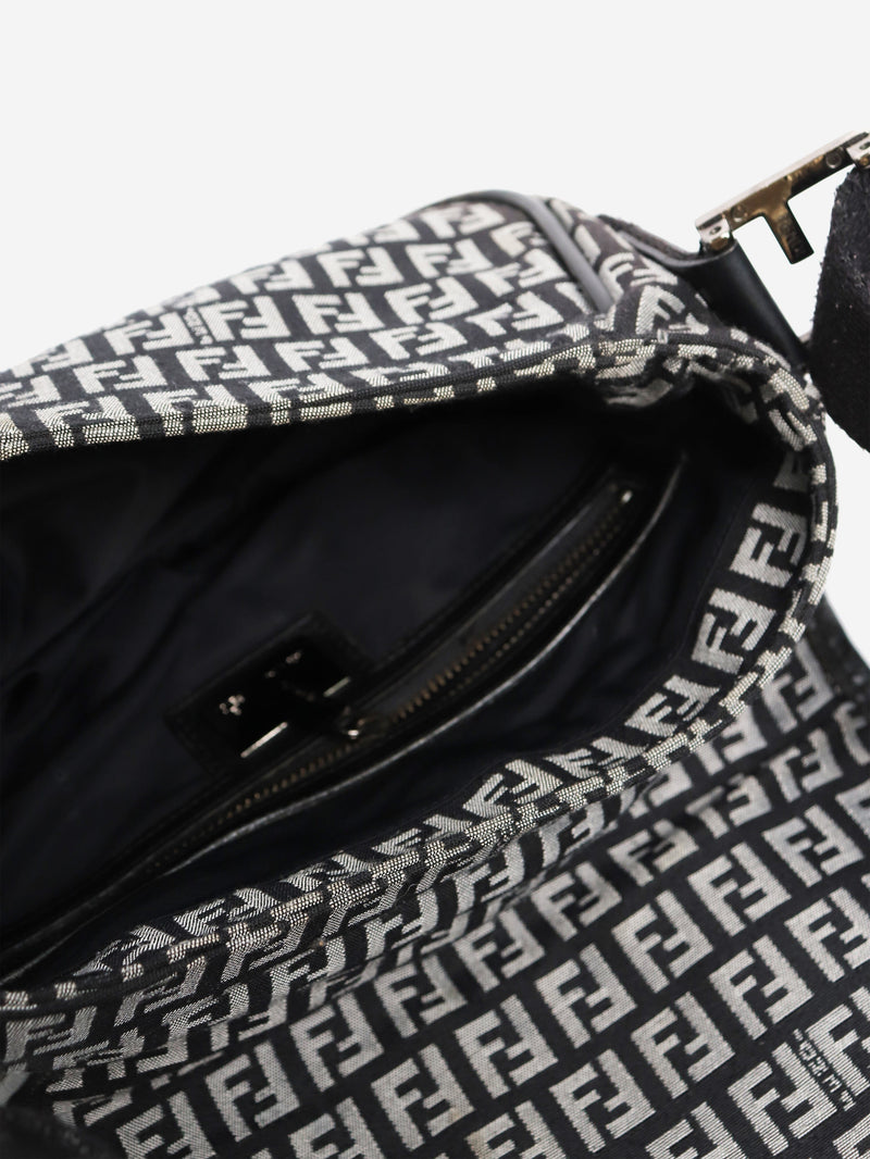 Black and grey Zucchino canvas shoulder bag Fendi 