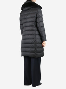 Moncler Black hooded long puffer coat - size UK 14