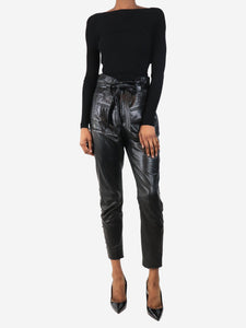 Iro Black lambskin trousers - size UK 6