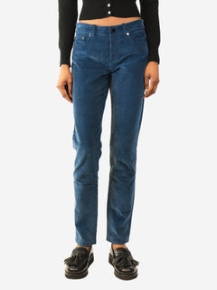 Blue slim leg cord trousers - size UK 10 Trousers Loro Piana 