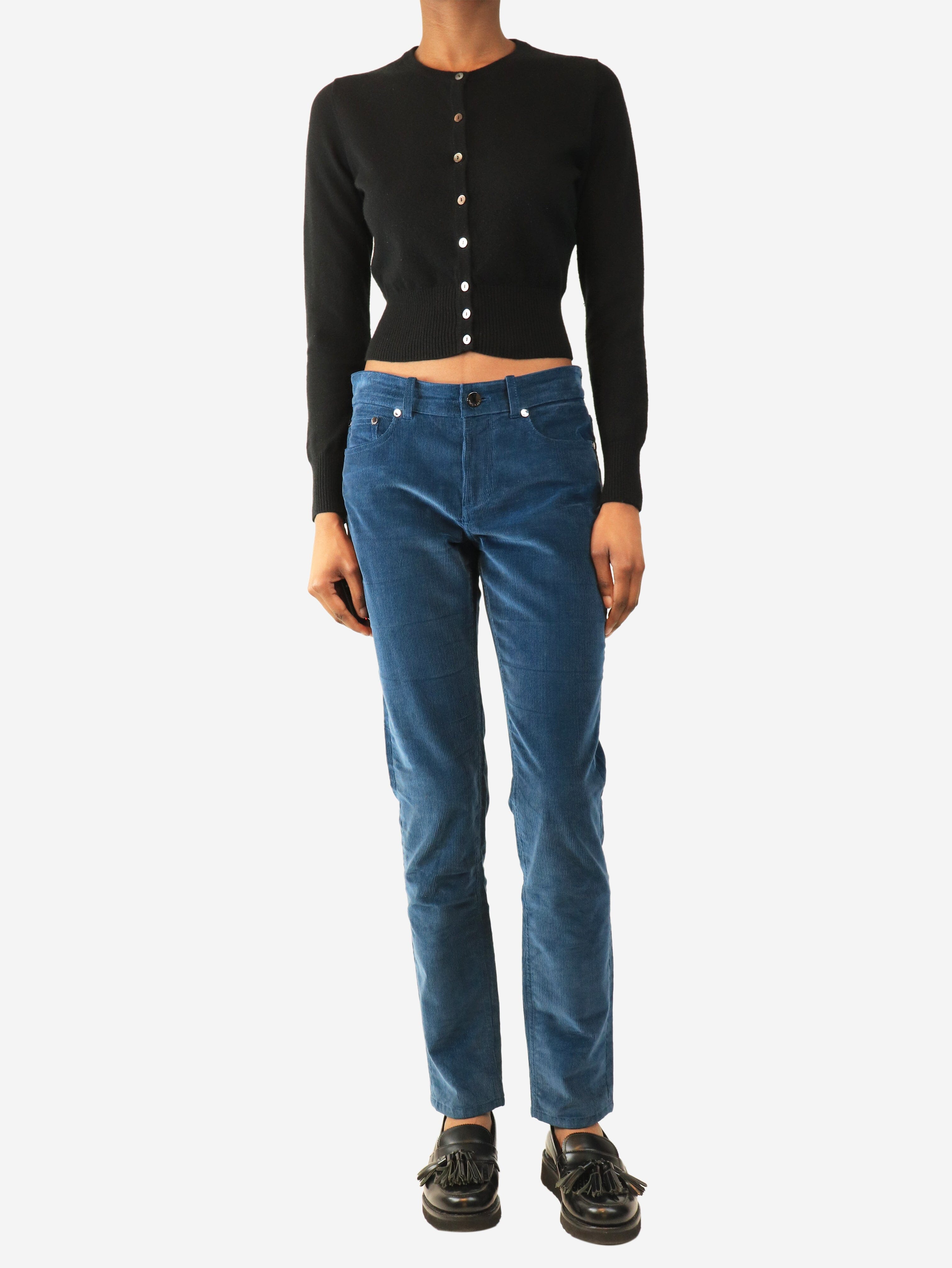 Blue slim leg cord trousers - size UK 10 Trousers Loro Piana 