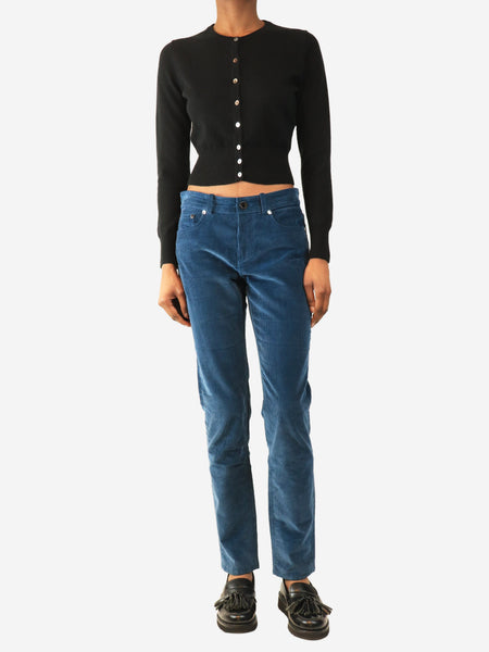Blue slim leg cord trousers - size UK 10 alternate image