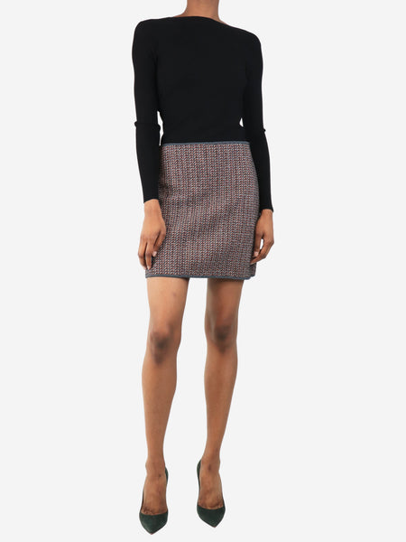 Red and grey houndstooth mini skirt - size UK 4 alternate image