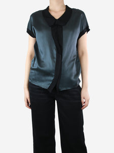 Lanvin Dark teal silk-blend top - size UK 10