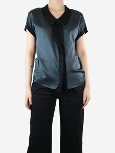 Lanvin Dark teal silk-blend top - size UK 10