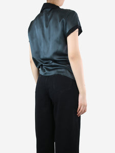 Lanvin Dark teal silk-blend top - size UK 10