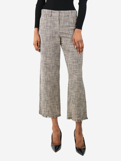 Black and neutral raw-hem houndstooth trousers - size UK 4 Trousers S'Max Mara 