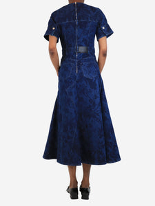 Erdem Blue denim floral printed midi dress - size UK 8