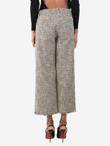 S'Max Mara Black and neutral raw-hem houndstooth trousers - size UK 4