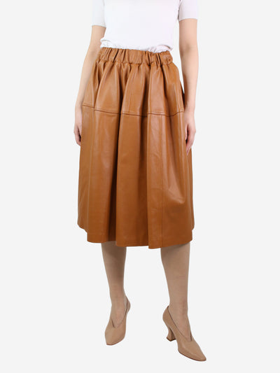 Tan leather A-line skirt - size UK 8 Skirts Marni 
