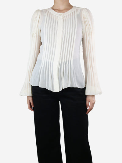 Cream silk pleated blouse - size UK 10 Tops Chanel 