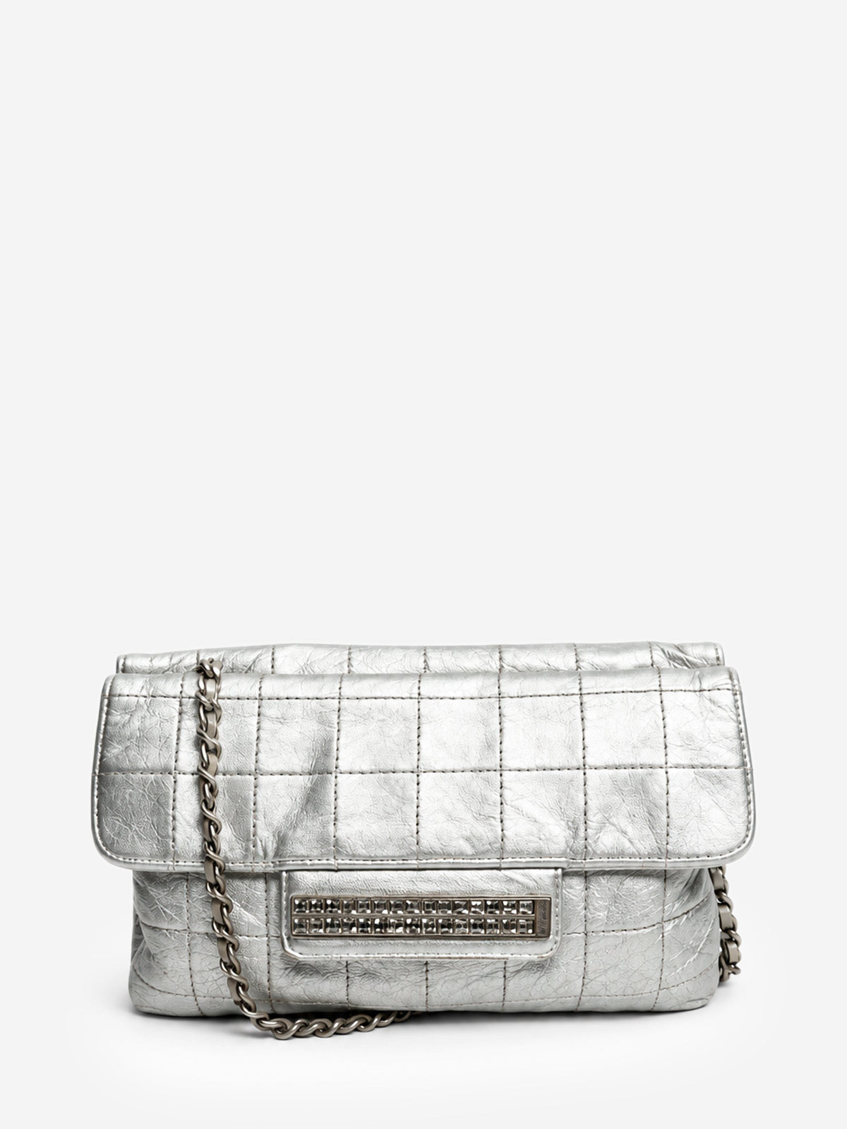 Silver 2000 metallic leather square-quilted flap bag Shoulder bags Chanel 