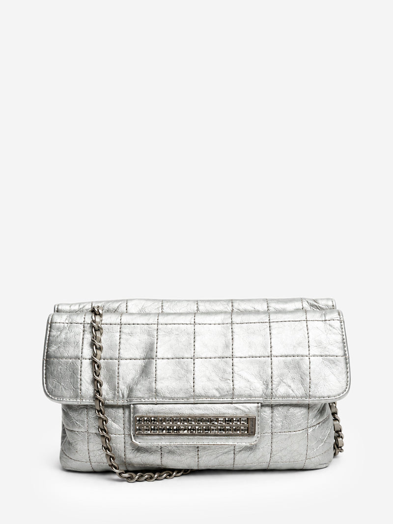 Silver 2000 metallic leather square-quilted flap bag Shoulder bags Chanel 