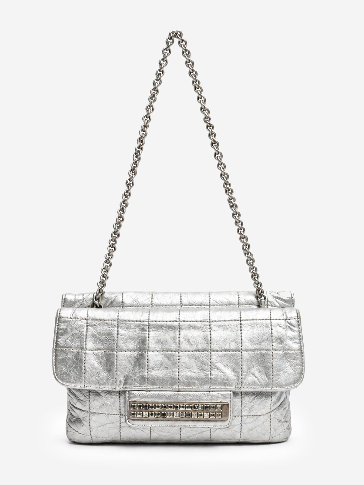 Silver 2000 metallic leather square-quilted flap bag Shoulder bags Chanel 