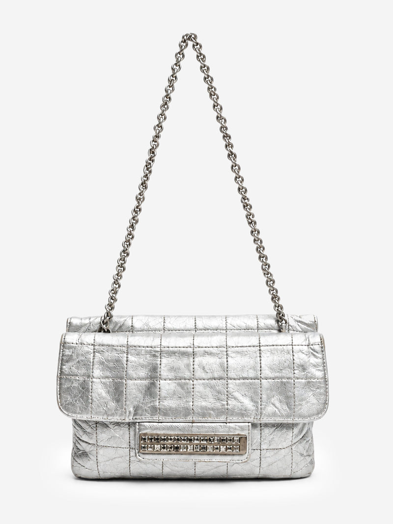 Silver 2000 metallic leather square-quilted flap bag Shoulder bags Chanel 