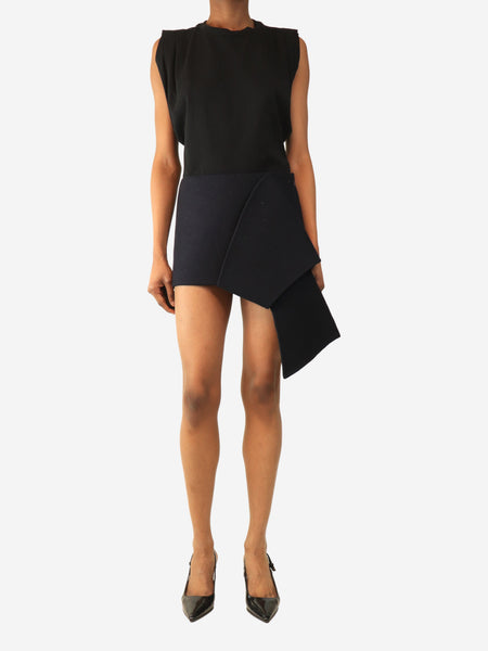 Navy wool mini skirt - size UK 6 alternate image