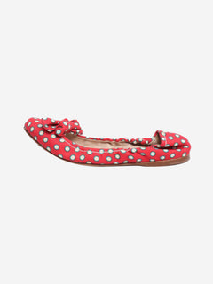 Red polka dot bow ballet flats - size EU 40 (UK 7) Flat Shoes Miu Miu 