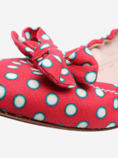 Red polka dot bow ballet flats - size EU 40 (UK 7) Flat Shoes Miu Miu 