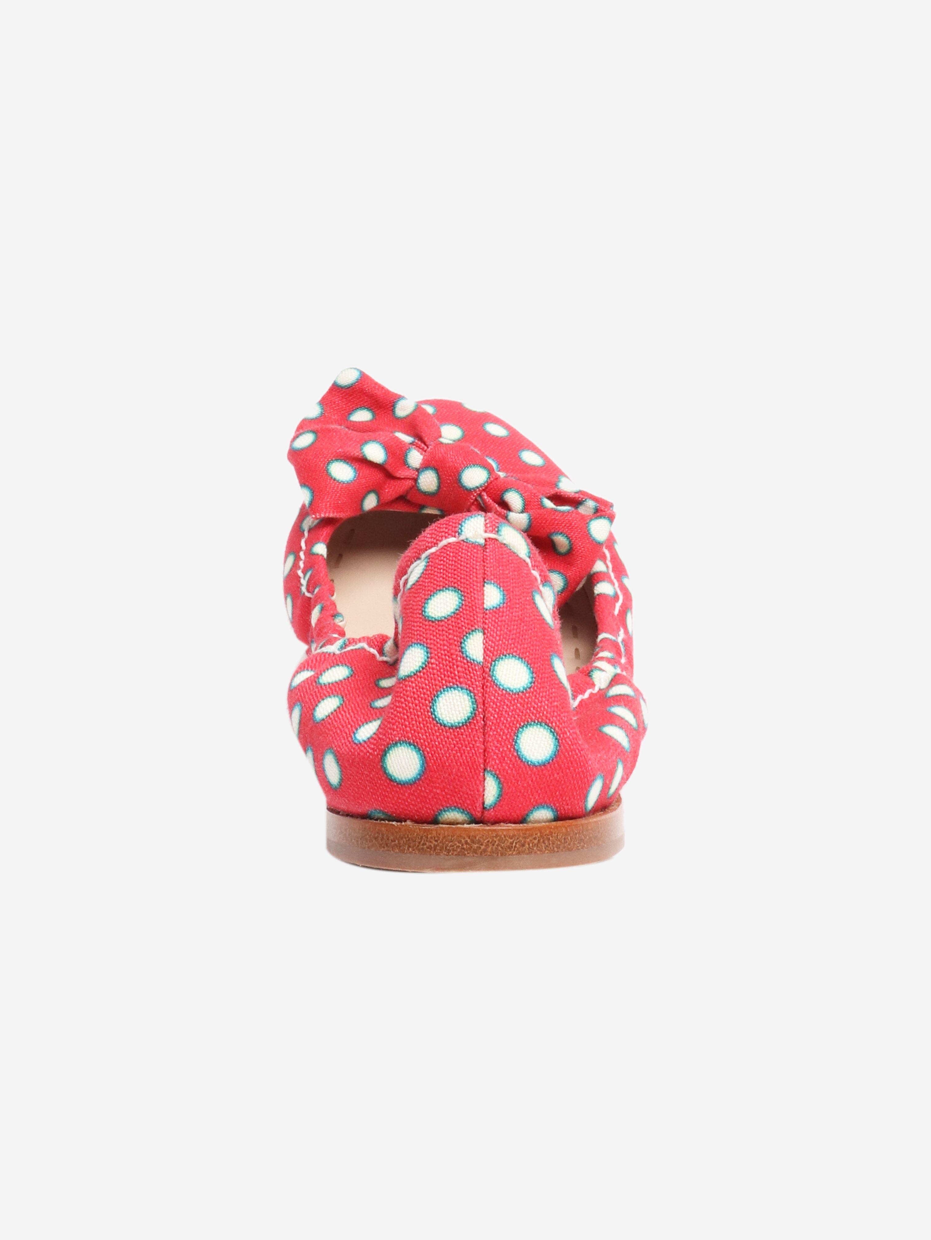 Red polka dot bow ballet flats - size EU 40 (UK 7) Flat Shoes Miu Miu 