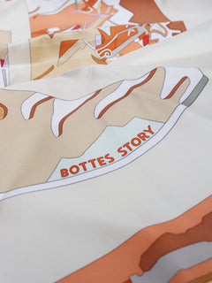 Cream and orange Carré 90 Bottes Story silk scarf Scarves Hermes 