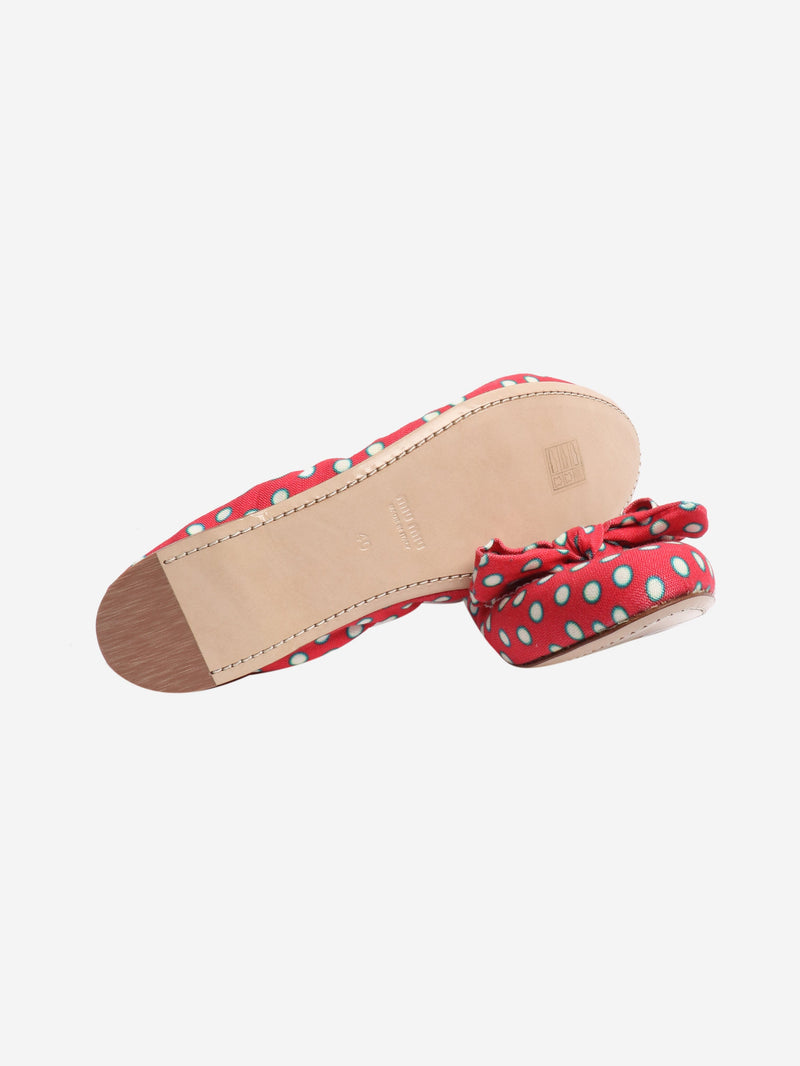 Red polka dot bow ballet flats - size EU 40 (UK 7) Flat Shoes Miu Miu 