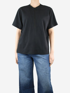 Balenciaga Black short-sleeved front zipped top - size S
