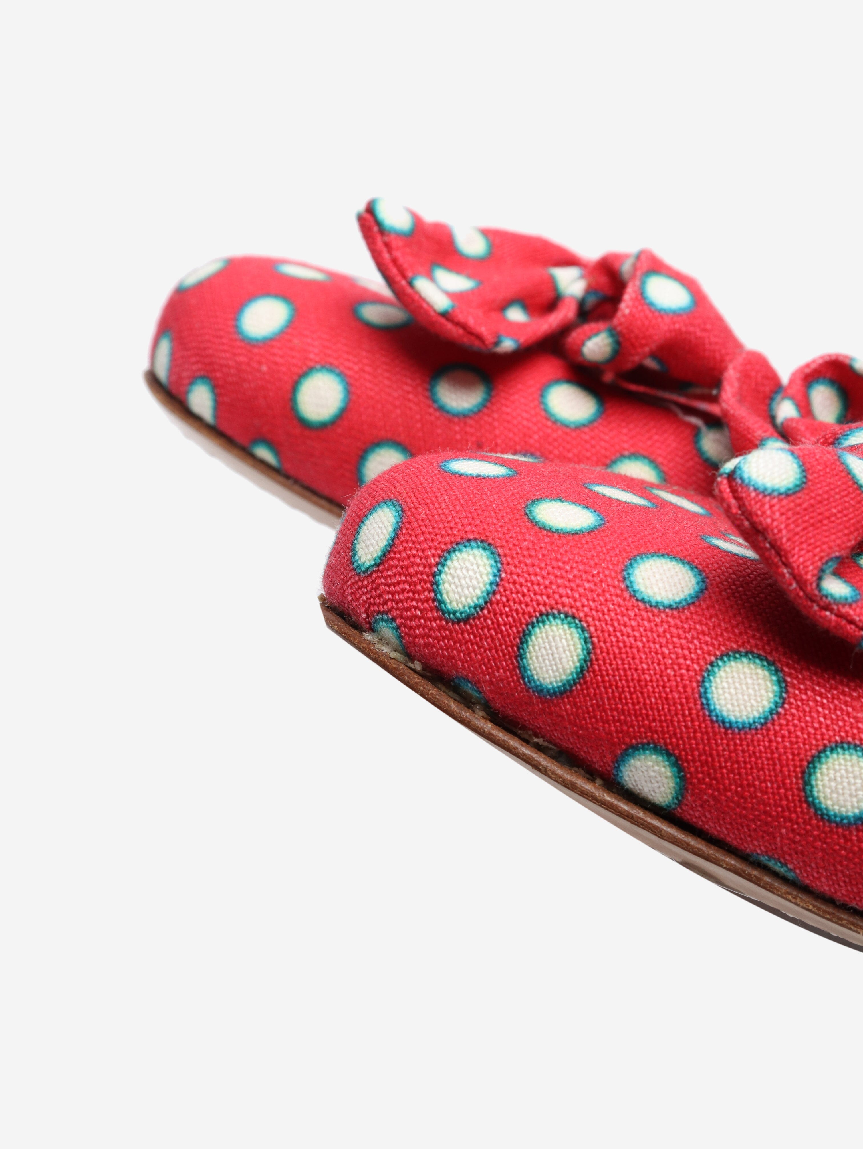 Red polka dot bow ballet flats - size EU 40 (UK 7) Flat Shoes Miu Miu 