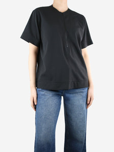 Balenciaga Black short-sleeved front zipped top - size S