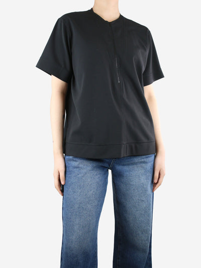 Black short-sleeved front zipped top - size S Tops Balenciaga 