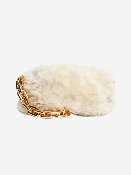 Cream shearling bag with gold chain product image