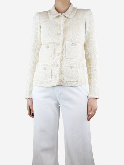 Cream sequin knit pearl jacket - size S Coats & Jackets self-portrait 