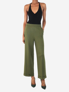 Loro Piana Green wide-leg knit trousers - size UK 6